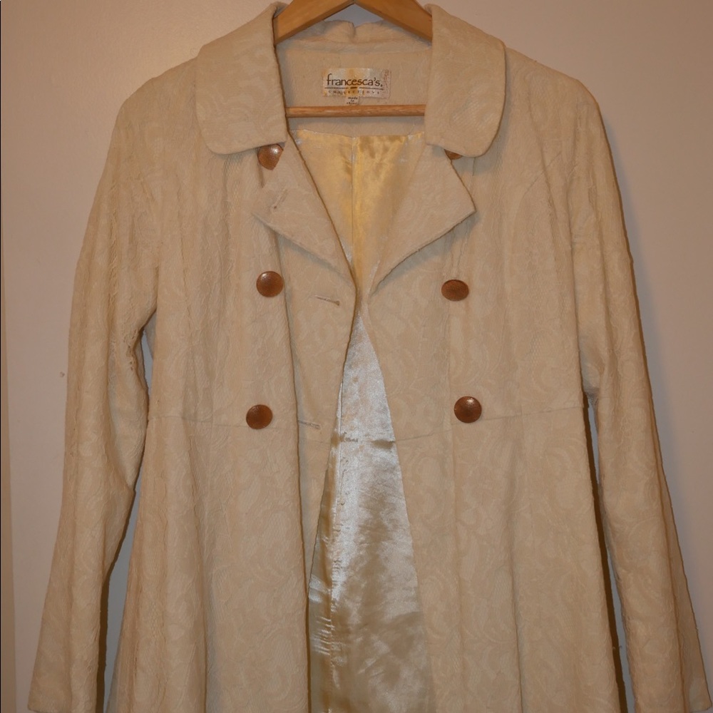 Francesca's Cream Lace Peacoat
